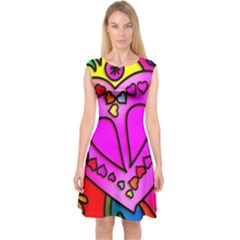 Stained Glass Love Heart Capsleeve Midi Dress