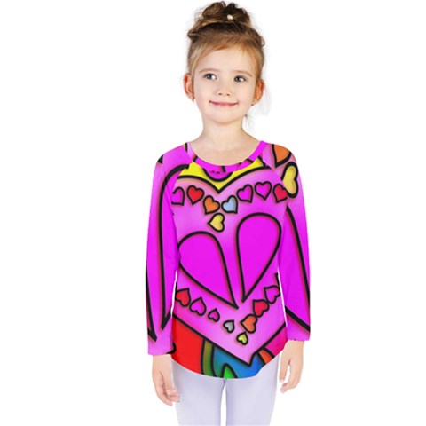 Stained Glass Love Heart Kids  Long Sleeve Tee by Vaneshart