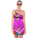 Stained Glass Love Heart One Shoulder Ring Trim Bodycon Dress View1