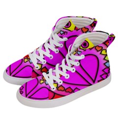 Stained Glass Love Heart Women s Hi-top Skate Sneakers by Vaneshart