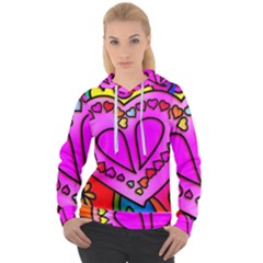 Stained Glass Love Heart Women s Overhead Hoodie by Vaneshart