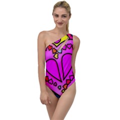 Stained Glass Love Heart To One Side Swimsuit by Vaneshart