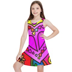 Stained Glass Love Heart Kids  Lightweight Sleeveless Dress by Vaneshart