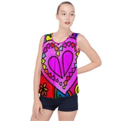 Stained Glass Love Heart Bubble Hem Chiffon Tank Top by Vaneshart