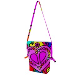 Stained Glass Love Heart Folding Shoulder Bag by Vaneshart