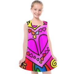 Stained Glass Love Heart Kids  Cross Back Dress by Vaneshart