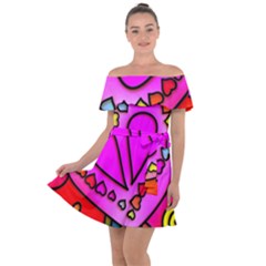 Stained Glass Love Heart Off Shoulder Velour Dress by Vaneshart