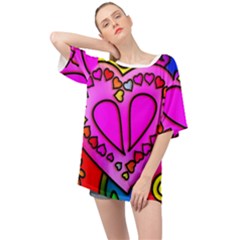 Stained Glass Love Heart Oversized Chiffon Top by Vaneshart