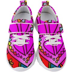 Stained Glass Love Heart Kids  Velcro Strap Shoes by Vaneshart