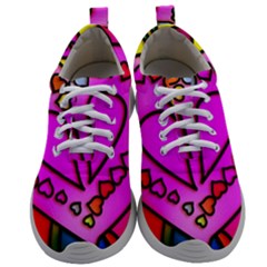 Stained Glass Love Heart Mens Athletic Shoes by Vaneshart