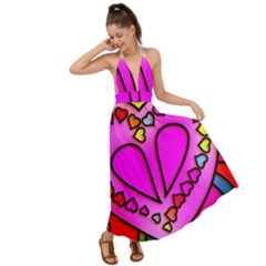 Stained Glass Love Heart Backless Maxi Beach Dress by Vaneshart