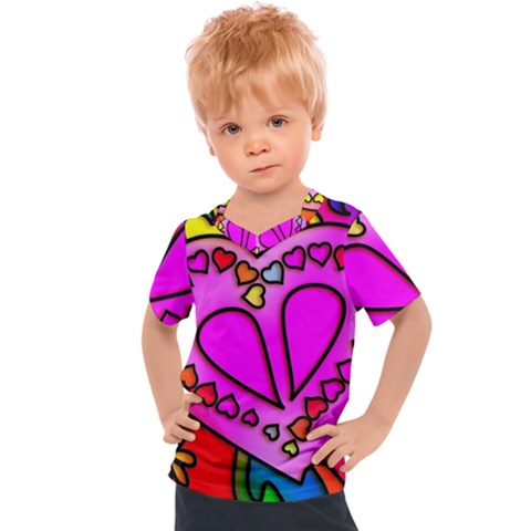 Stained Glass Love Heart Kids  Sports Tee by Vaneshart