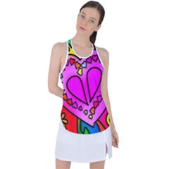 Stained Glass Love Heart Racer Back Mesh Tank Top by Vaneshart