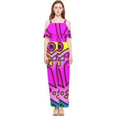 Stained Glass Love Heart Draped Sleeveless Chiffon Jumpsuit by Vaneshart