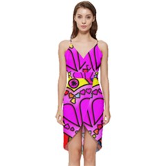 Stained Glass Love Heart Wrap Frill Dress by Vaneshart