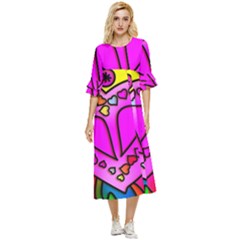 Stained Glass Love Heart Double Cuff Midi Dress by Vaneshart