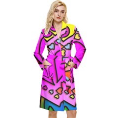 Stained Glass Love Heart Long Sleeve Velvet Robe by Vaneshart