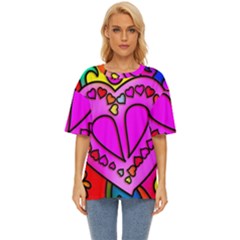 Stained Glass Love Heart Oversized Basic Tee by Vaneshart