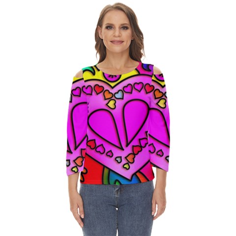 Stained Glass Love Heart Cut Out Wide Sleeve Top by Vaneshart