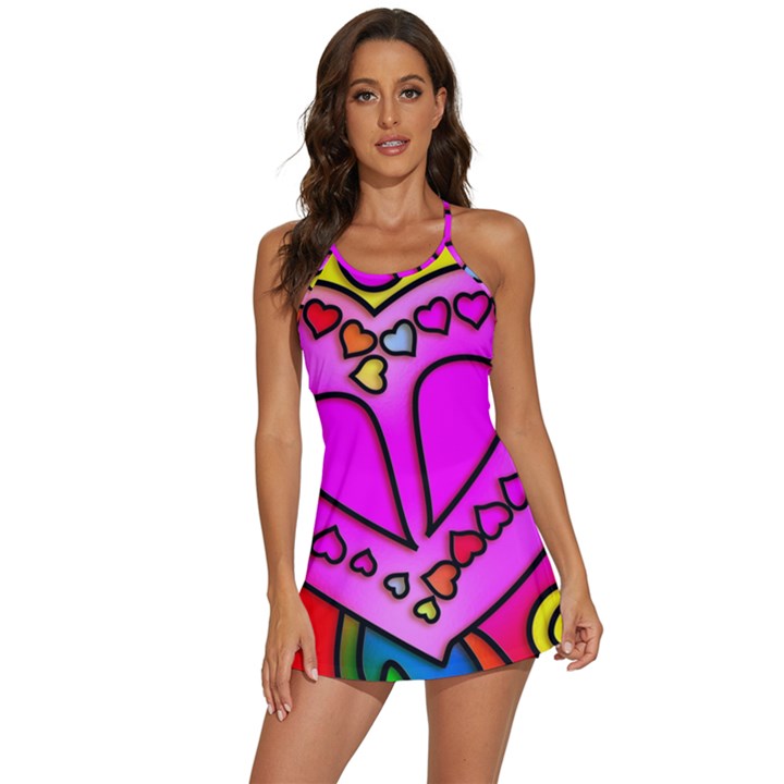 Stained Glass Love Heart 2-in-1 Flare Activity Dress