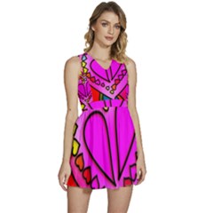 Stained Glass Love Heart Sleeveless High Waist Mini Dress by Vaneshart