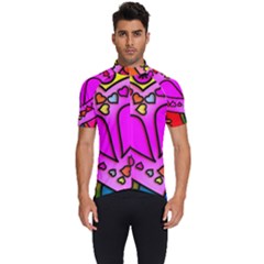 Stained Glass Love Heart Men s Short Sleeve Cycling Jersey by Vaneshart