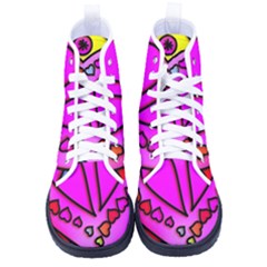 Stained Glass Love Heart Kid s High-top Canvas Sneakers by Vaneshart