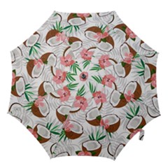 Seamless Pattern Coconut Piece Palm Leaves With Pink Hibiscus Hook Handle Umbrellas (small)