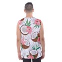 Seamless Pattern Coconut Piece Palm Leaves With Pink Hibiscus Men s Basketball Tank Top View2