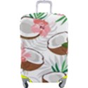 Seamless Pattern Coconut Piece Palm Leaves With Pink Hibiscus Luggage Cover (Large) View1