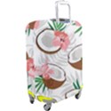 Seamless Pattern Coconut Piece Palm Leaves With Pink Hibiscus Luggage Cover (Large) View2