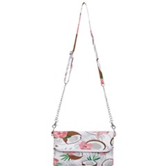 Seamless Pattern Coconut Piece Palm Leaves With Pink Hibiscus Mini Crossbody Handbag by Vaneshart