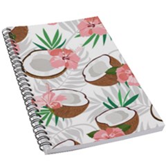 Seamless Pattern Coconut Piece Palm Leaves With Pink Hibiscus 5 5  X 8 5  Notebook by Vaneshart