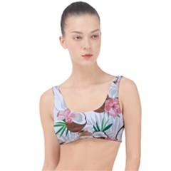 Seamless Pattern Coconut Piece Palm Leaves With Pink Hibiscus The Little Details Bikini Top by Vaneshart