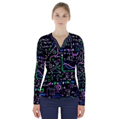 Math-linear-mathematics-education-circle-background V-neck Long Sleeve Top by Vaneshart