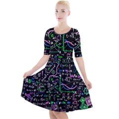 Math-linear-mathematics-education-circle-background Quarter Sleeve A-line Dress by Vaneshart