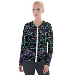 Math-linear-mathematics-education-circle-background Velvet Zip Up Jacket