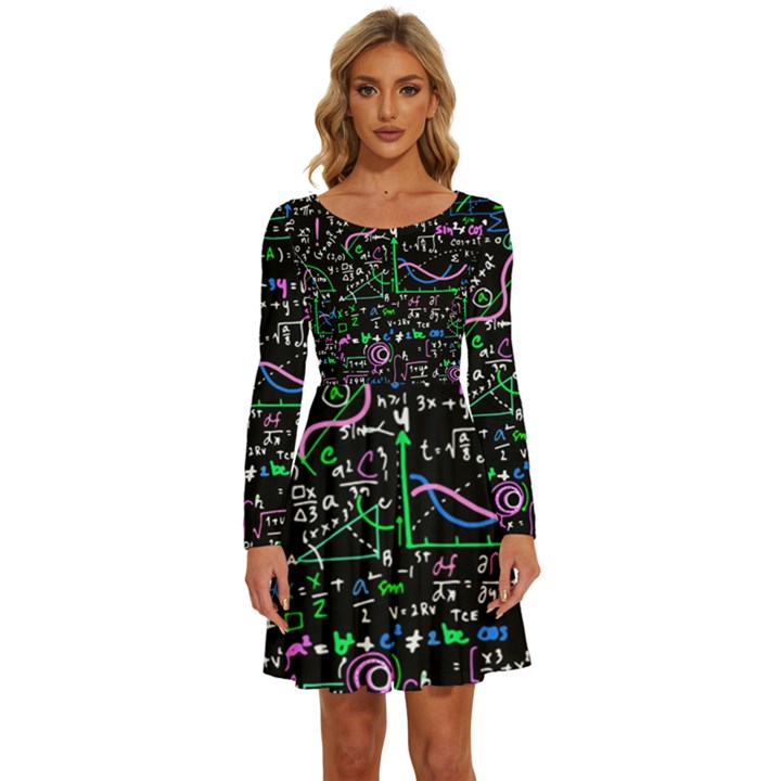 Math-linear-mathematics-education-circle-background Long Sleeve Wide Neck Velvet Dress