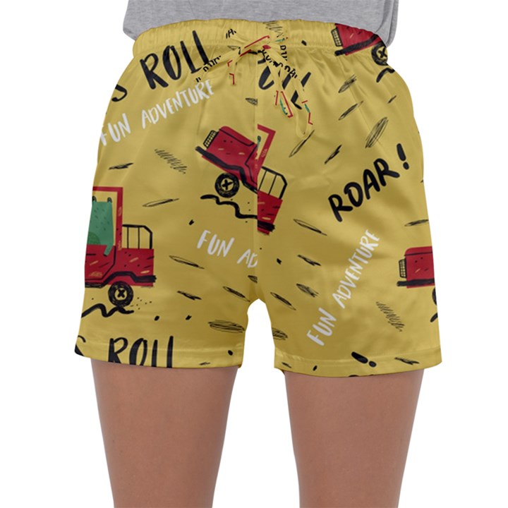 Childish-seamless-pattern-with-dino-driver Sleepwear Shorts