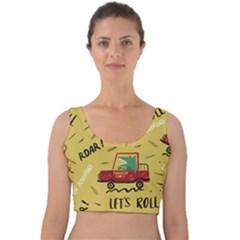 Childish-seamless-pattern-with-dino-driver Velvet Crop Top by Vaneshart