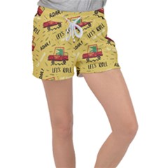 Childish-seamless-pattern-with-dino-driver Women s Velour Lounge Shorts by Vaneshart