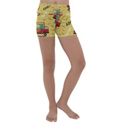 Childish-seamless-pattern-with-dino-driver Kids  Lightweight Velour Yoga Shorts by Vaneshart