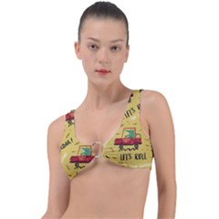 Childish-seamless-pattern-with-dino-driver Ring Detail Bikini Top by Vaneshart