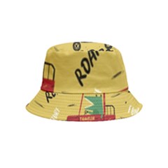 Childish-seamless-pattern-with-dino-driver Bucket Hat (kids) by Vaneshart