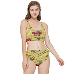 Childish-seamless-pattern-with-dino-driver Frilly Bikini Set by Vaneshart