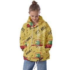 Childish-seamless-pattern-with-dino-driver Kids  Oversized Hoodie by Vaneshart