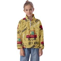 Childish-seamless-pattern-with-dino-driver Kids  Half Zip Hoodie by Vaneshart