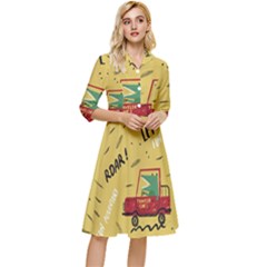 Childish-seamless-pattern-with-dino-driver Classy Knee Length Dress by Vaneshart