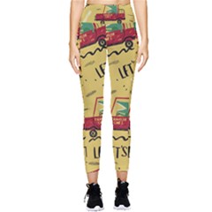 Childish-seamless-pattern-with-dino-driver Pocket Leggings  by Vaneshart