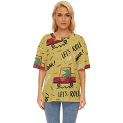 Childish-seamless-pattern-with-dino-driver Oversized Basic Tee by Vaneshart